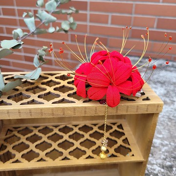 曼珠沙華/彼岸花-夾/簪-【つまみ細工】日本一越ちりめん