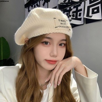 【趙露思同款】貝雷帽 女 秋冬季 保暖 帽子 韓版 學生 顯臉小 時尚 大頭圍 針織 貝雷帽 大頭圍帽子 圍巾