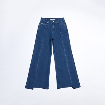 SOMETHING｜女裝｜修身剪接丹寧靴型褲