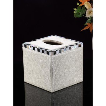 歐式輕奢簡約客廳茶幾貝殼抽式紙巾盒精致皮革紙巾抽餐巾紙收納盒