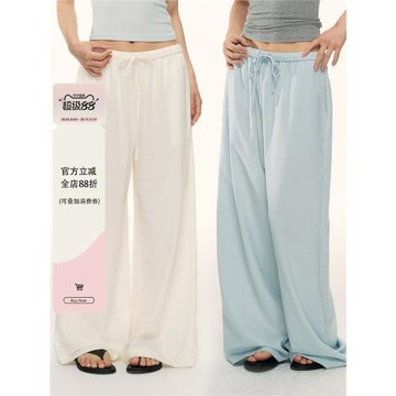 Nova basics閉眼入獨家好穿系列 亞麻闊腿腳女夏季寬松休閑褲子