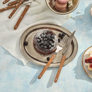 Sabre Paris-Bistrot復古酒館-亮面不鏽鋼主餐叉-柚木