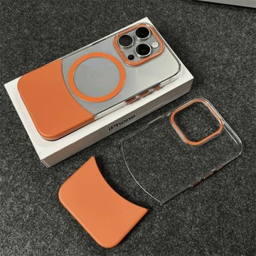 Magsafe磁吸無線充電適用17蘋果16ProMax上下插拼色手機殼iphone15簡約透明14pm全包防摔i13保護套12超薄plus