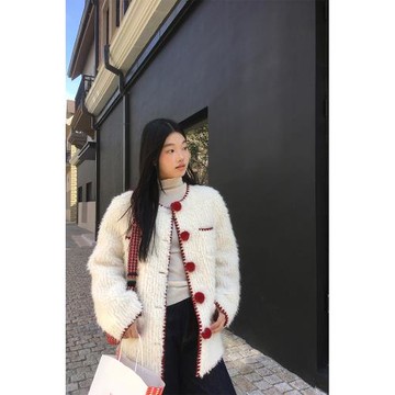 紅人館羊羔毛外套女秋冬季小香風棉衣今年流行棉襖獨特超好看棉服