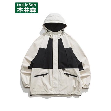 木林森沖鋒衣男款2025新款春秋季連帽防風防水戶外登山服夾克外套