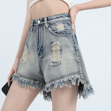 破洞流蘇毛邊短褲