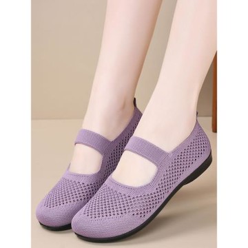 老北京布鞋女夏季2024新款網面透氣單鞋中老年人一腳蹬淺口媽媽鞋