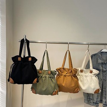 Sp house 文藝少女帆布束繩手提側肩背包(4色可選)