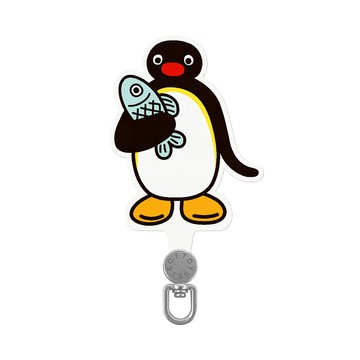 【正版授權】PINGU抱魚旋轉手機掛片/夾片