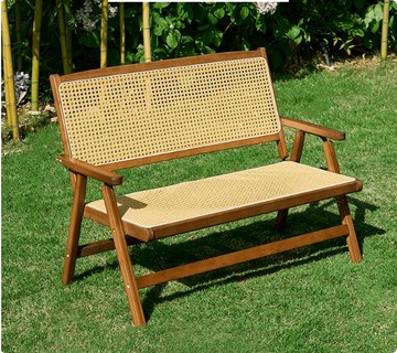 雙人折疊椅家用藤編竹椅子戶外露營椅陽臺休閑折疊靠背椅便攜式沙灘椅 免安裝