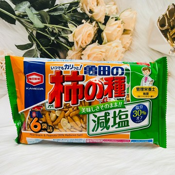 日本 龜田製果 柿種米果 原味柿種 減鹽款 6袋入 花生柿種 花生米果｜全店$199免運