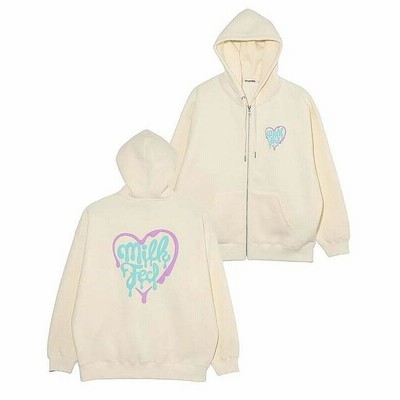ミルクフェド MILKFED. MELTY HEART ZIP UP HOODIE ハートロゴ