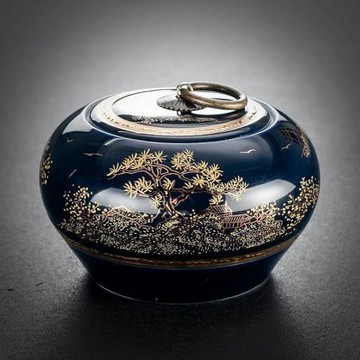 青花瓷茶葉罐琺瑯彩霽藍防潮密封儲物罐中式家用復古醒茶罐存茶盒