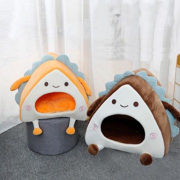 IN汪喵 貓貓狗狗半封閉式三角飯糰造型寵物窩-S(V027)