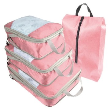 旅行壓縮袋 Set ...  小衣物袋(32 x 21.5 x 3cm) 中衣物袋(36.5 x 27.5 x 4cm) 大衣物袋(40 x 30.5 x 6cm) 鞋袋(39.5 x 22.8 x 11.5cm)  4件  1組