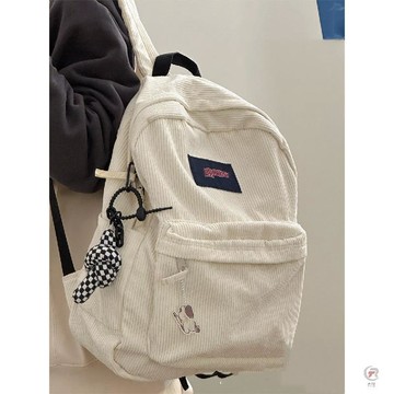 👜爆款書包👜 日系原宿純色燈芯絨雙肩包女美式復古簡約百搭書包男大容量學生背書包 雙肩包 包包