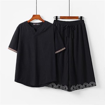 【米蘭精品】現貨+預購 新中式棉麻上衣棉麻襯衫唐裝上衣褲裝日系亞麻罩衫休閒男裝-刺繡寬鬆5色74ll39