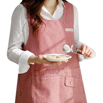漢斯畫廊 摩登條紋圍裙  1組  紅色