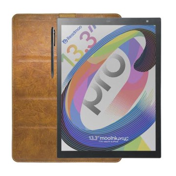 Readmoo讀墨 mooInk Pro 2C 13.3吋電子書平板 (彩色)+ 13.3吋折疊皮套 - 棕