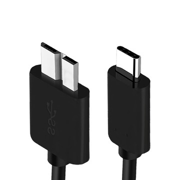 USB3.0外接硬碟傳輸線 Type-C to Micro B 1M 5Gbps高速傳輸 多層屏蔽  黑色  1條