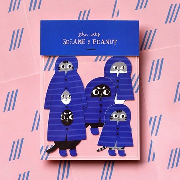 疊疊貓防水貼紙包-疊疊穿雨衣