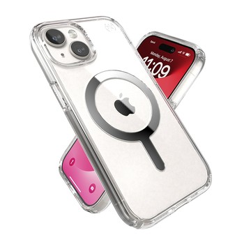 Speck iPhone 15 (6.1吋) Presidio Perfect-Clear MagSafe 銀色磁吸透明防摔殼
