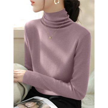 堆堆高領時尚百搭修身長袖毛衣女簡約套頭冬季新款內搭打底衫上衣
