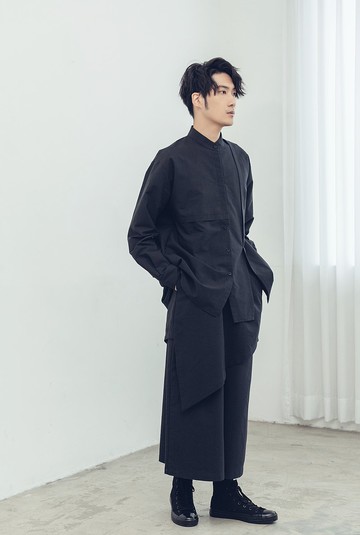 片式雙層褲裙 (黑/灰) Organic Cotton & Recycle