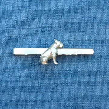坐姿法國鬥牛犬錫銻合金領帶夾，手工動物飾品