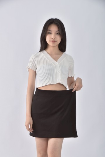 (2XL) le polka質感黑色短裙