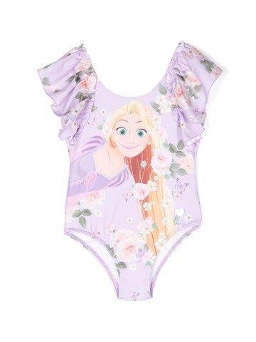 Monnalisa - Tangled floral-print swimsuit - kids - Elastane/Polyester/Elastane/Polyester - 12 - Purple