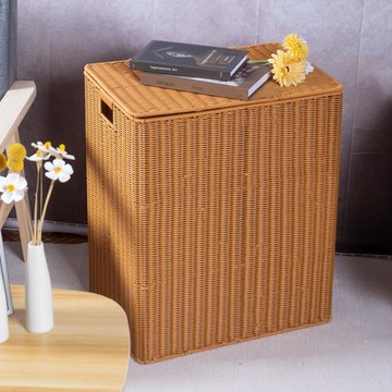 家用宿舍儲物收納箱大號有蓋仿藤編織箱臟衣服洗衣桶方形臟衣簍