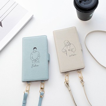 全機種対応 手帳型手機殼 縱向設計 【 Simple 設計 - fashion ‐ 】 手機掛繩 莫蘭迪色 韓國風格 AE10U