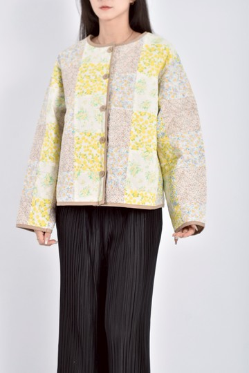 (F) samansa mos2碎花棉質純棉長袖黃色外套