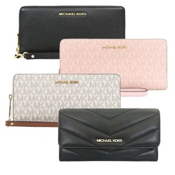 MICHAEL KORS 經典緹花/素面LOGO皮夾卡夾長夾 (多款可選)