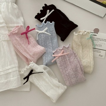 【太妮絲Z133】現貨 本期必買！氛圍感蝴蝶結！愛心鏤空 堆堆襪 輕薄透氣 襪子 中筒