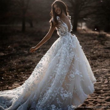 European new white wedding dress gown新款婚紗禮服連衣裙女