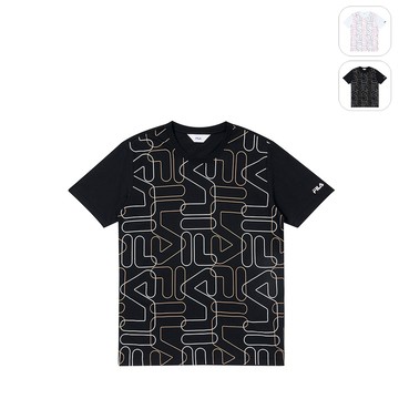 【FILA】中性 短袖 純棉圓領T恤-黑色 1TEZ-1501-BK