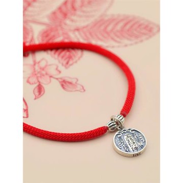 復古純銀五路財神招財腳鏈女紅繩泰銀轉運珠本命年紅手繩手鏈男