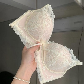 熱銷月榜第一🎉戀愛新鮮感 小胸聚攏內衣女上託收副乳無鋼圈性感蕾絲文胸罩套裝C1R5