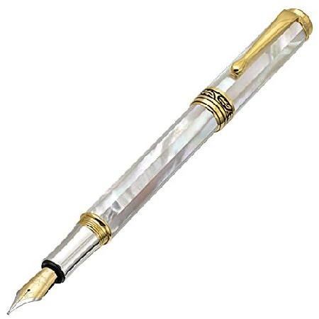 Xezo Maestro オーシャニックオリジン 虹色ホワイトマザーオブパール シリアルナンバー入り中字ペン。18金、プラチナメッキ。同じペンは2つとありません。