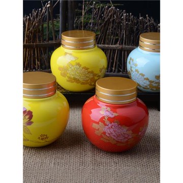 螺紋液體密封罐硅膠防漏小圓罐陶瓷蜂蜜瓶膏方瓶辣椒醬密封食品罐