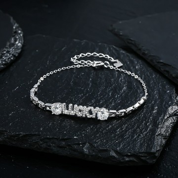 閃亮s925純銀歐美字母小眾復古設計感手飾新潮輕奢嘻哈ins風手鏈