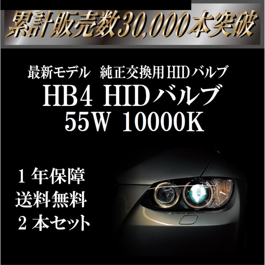 HB4 55W 10000K HIDバルブ フォグランプ 交換用 2本セット 1年保証