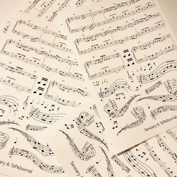 ToPeJournal - 正常/波浪樂譜亮面透明貼紙 3入組