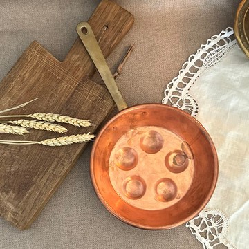 40072-罕見美麗法國紅銅煎蛋鍋