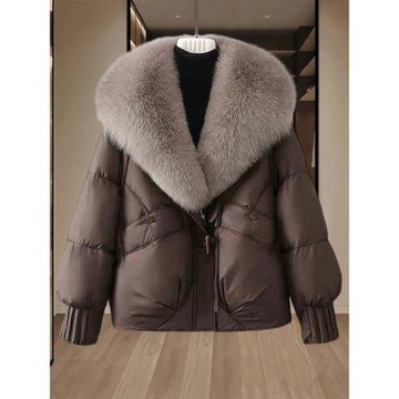 高級感寬松休閑棉服女2025冬季新款時尚保暖大毛領設計感氣質外套