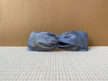 全花花髮帶 / 藍紋日本菊 - 台灣燙金布