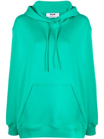 MSGM - logo-print cotton hoodie - women - Cotton - L - Green