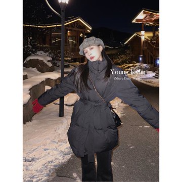 70不是七十高領棉服棉襖女裝冬季加厚夾棉韓系中長款新年穿搭外套